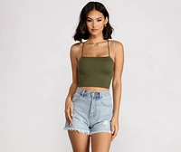 Step Up Crop Lace-Up Top