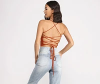 Step Up Crop Lace-Up Top
