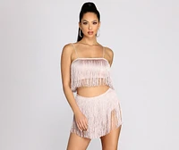 Don't Stop Now Metallic Fringe Crop Top