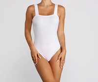 Ribbed Scallop Trim Bodysuit