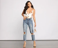 Floral Babe Spaghetti Strap Bodysuit