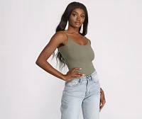 Basic Sleeveless Strappy Back Ribbed Knit Bodysuit