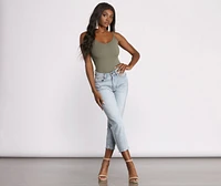 Basic Sleeveless Strappy Back Ribbed Knit Bodysuit