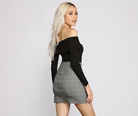 Ribbed Off The Shoulder Fold-Over Top