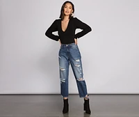 Bishop Sleeve V Neck Bodysuit