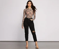 Two Tone Floral Lace Bodysuit
