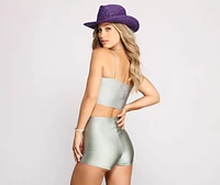 Get That Shine On Metallic Crop Top