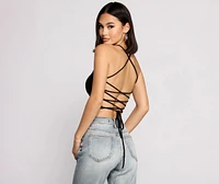 Step Up Crop Lace-Up Top