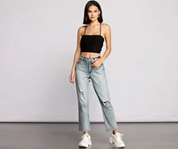 Step Up Crop Lace-Up Top
