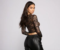 Heat Stone and Floral Lace Crop Top
