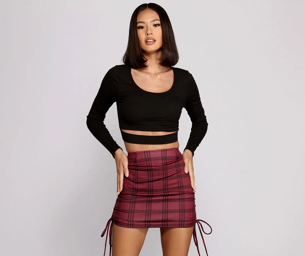 What's The Scoop Ribbed Knit Crop Top