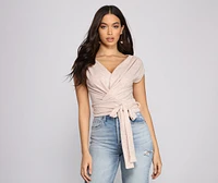 Sassy Shine Glitter Lurex Tie Waist Top