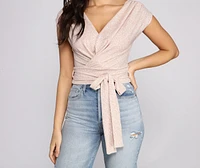 Sassy Shine Glitter Lurex Tie Waist Top