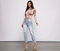 So Retro Ruched Tie Dye Crop Top