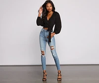 Effortless Chic Wrap Front Crop Top