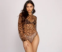 On the Prowl Puff Sleeve Leopard Print Bodysuit