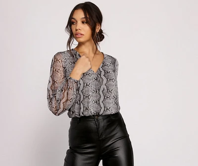 Viper Vixen Snake Print Mesh Top