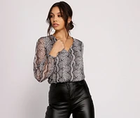 Viper Vixen Snake Print Mesh Top