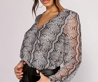 Viper Vixen Snake Print Mesh Top