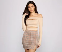 Off the Shoulder Ribbed Crop Top