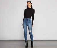 Stylish Babe Mock Neck Crop Top