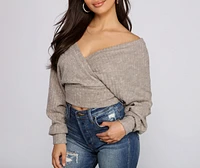 Need For Glam Surplice Ribbed Top