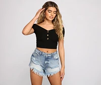 Simple Style Off-The-Shoulder Crop Top