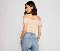 Simple Style Off-The-Shoulder Crop Top