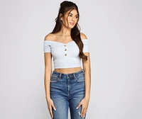 Simple Style Off-The-Shoulder Crop Top