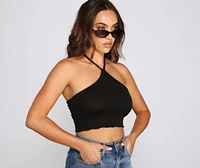 Trendy Halter Knit Crop Top