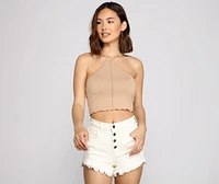 Trendy Halter Knit Crop Top