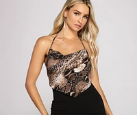Sassy Vibes Snake Print Crop Top