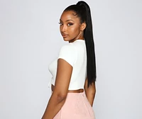Basic Babe Ribbed Knit Lace-Up Top