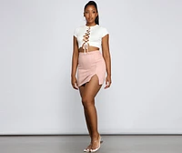 Basic Babe Ribbed Knit Lace-Up Top