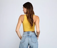 Totally Chic Lace Up Ribbed Knit Top