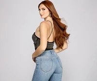 Bling It On Rhinestone Cutout Bodysuit