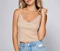 Chic Lace Detail Cropped Tank