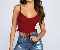 All The Deets Ruffled Crop Top