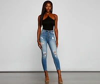 Trendy Strappy Back Halter Bodysuit