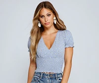 Rose Darling Ravishing Ruffled Smocked Top