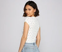 Drawn To You Ruched Floral Crop Top