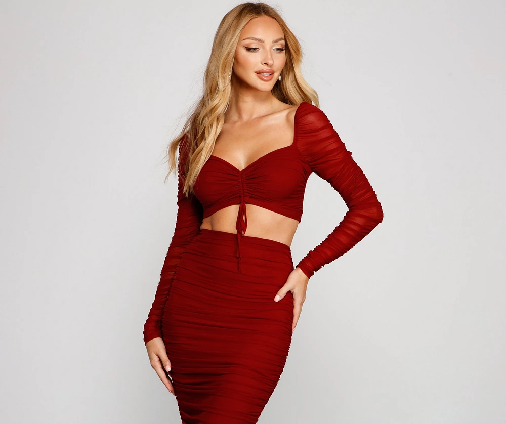 Moment For Mesh Ruched Crop Top