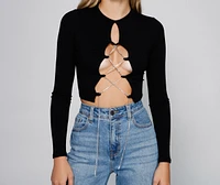 Radiant And Sultry Lace-Up Crop Top