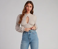 Keyhole Cutie Waffle Knit Crop Top