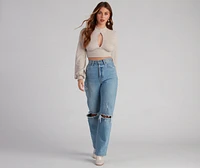 Keyhole Cutie Waffle Knit Crop Top