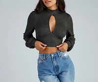 Keyhole Cutie Waffle Knit Crop Top