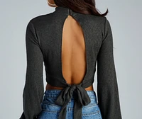 Keyhole Cutie Waffle Knit Crop Top