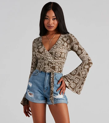 Boho Bell Sleeve Wrap Top