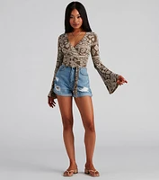 Boho Bell Sleeve Wrap Top
