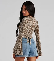 Boho Bell Sleeve Wrap Top